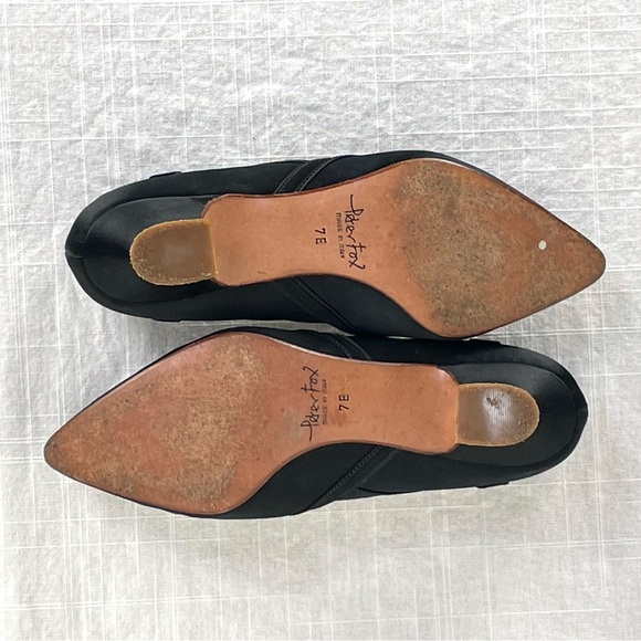 Rare Vintage 1993 PETER FOX Black Satin Shoes “Janet” soutache - Picture 13 of 16